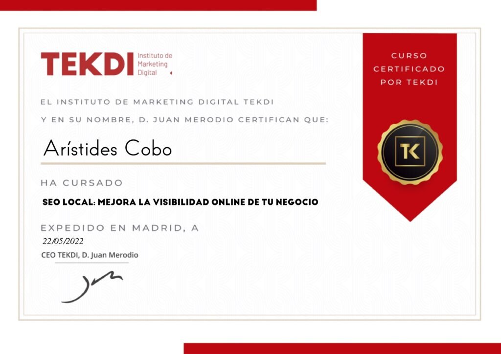 Certificado curso SEO Local