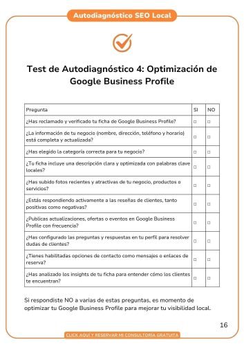 Test autodiagnóstico Google Negocios